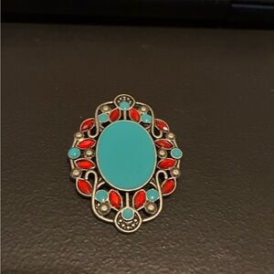 Turquoise and Red Statement Pendant